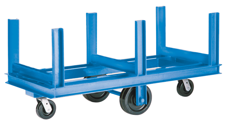 material handling cart with casters and racks